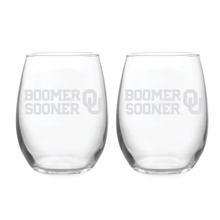 21oz Oklahoma Sooners Etched Slogan Stemless 2 Pack