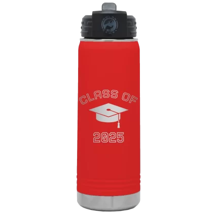 Personalized Class of with Cap 20 oz Water Bottle - Red