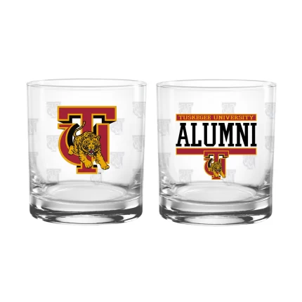 Set of 2 Tuskegee Golden Tigers 14oz XD Alumni Rocks Glasses