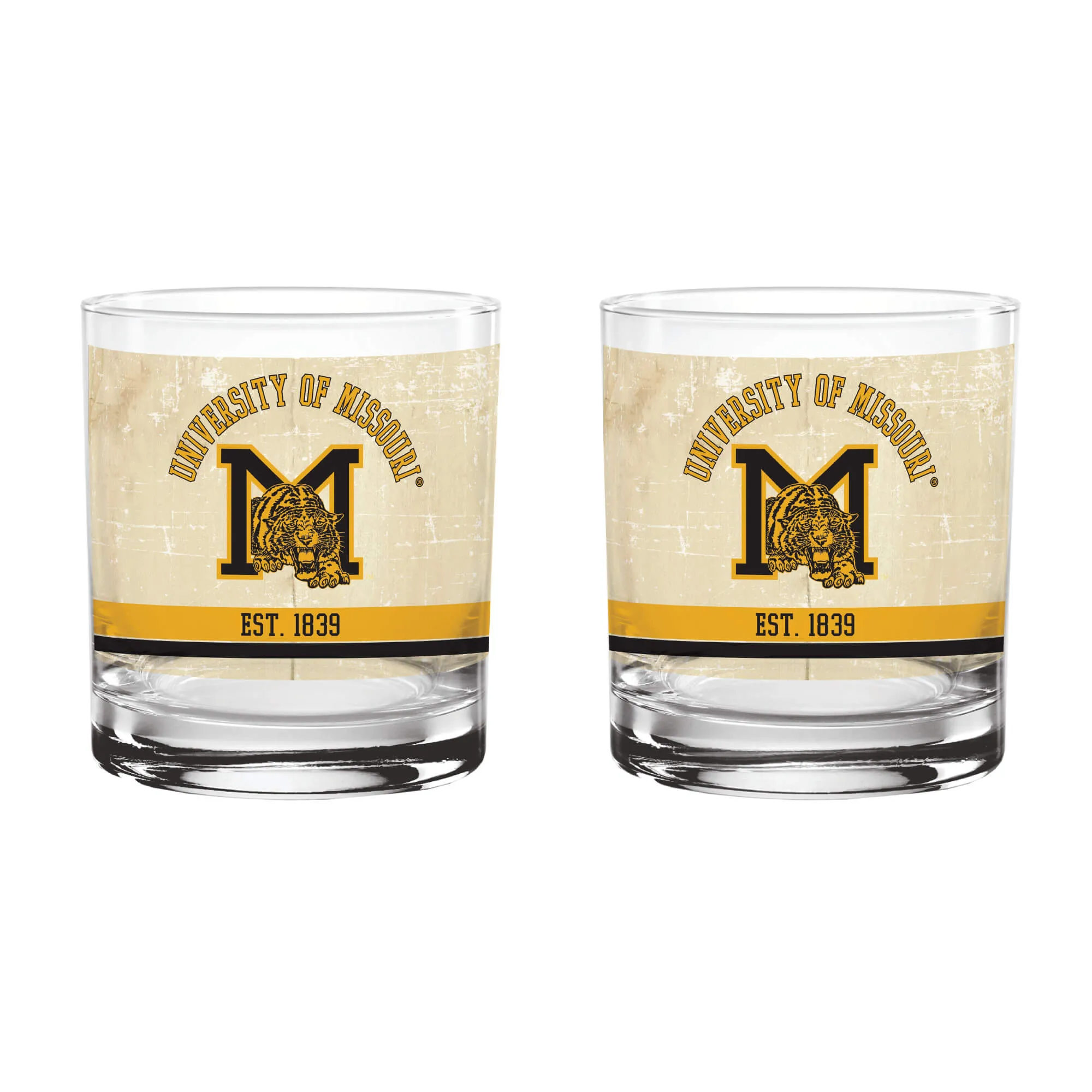 8wMissouri-Tigers-Set-of-2-College-Vault-Tan-Retro-14oz-Rocks-Glasses