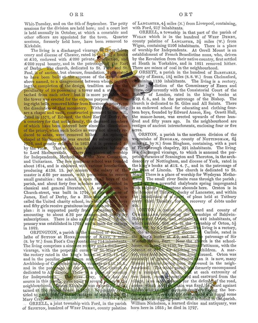 8xBeagle-on-Penny-Farthing-Book-Print-Dog-Art-Print-Wall-Art