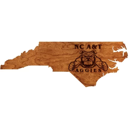 NC A&T - Wall Hanging - State Map with Bulldog and Biceps