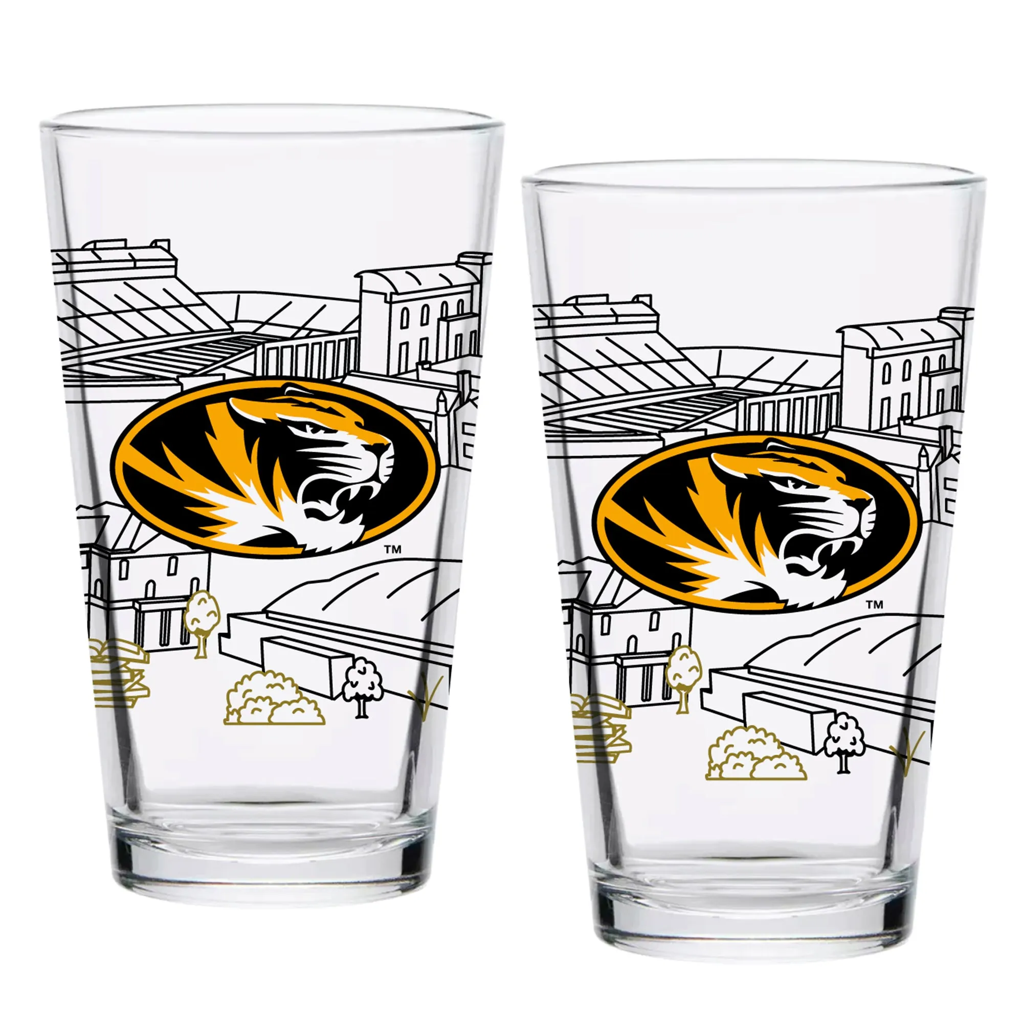 8xSet-of-2-Missouri-Tigers-Campus-Line-Art-16oz-Pints