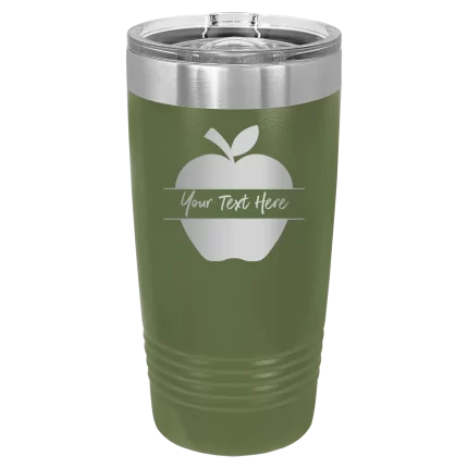 Personalized Apple 20 oz Tumbler - Olive Green
