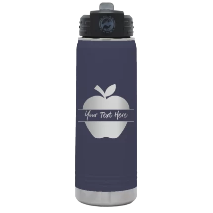 Personalized Apple 20 oz Water Bottle - Navy
