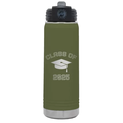 Personalized Class of with Cap 20 oz Water Bottle - Olive Green