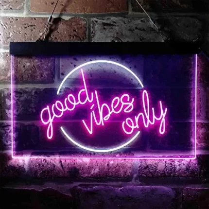 Good Vibes Only Circle LED Light Sign