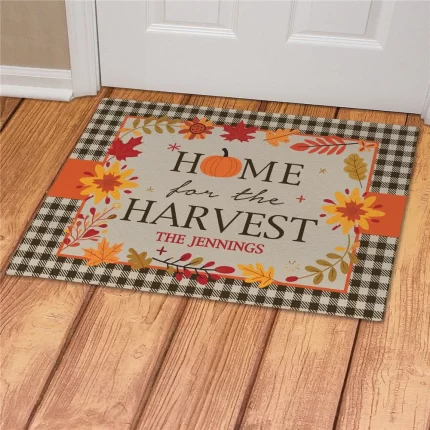 Home for the Harvest Personalized Doormat - Custom Autumn Entry Mat