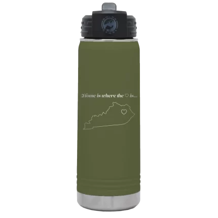 Personalized Kentucky Heart 20 oz Water Bottle - Olive Green