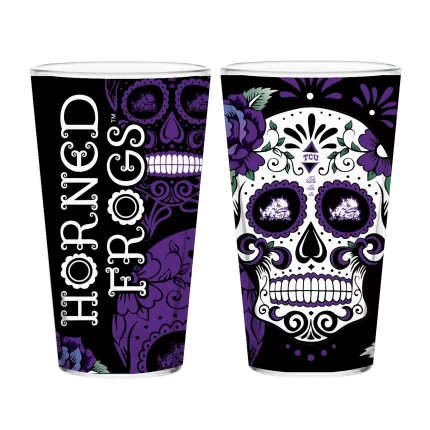 Set of 2 TCU Dia de los Muertos Pint Glasses