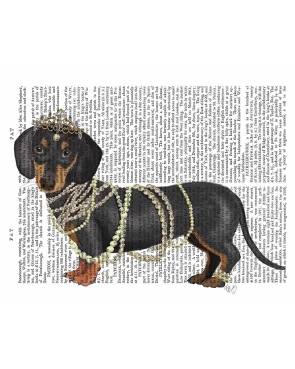 Dachshund and Pearls, Book Print, Dog Art Print, Wall Art