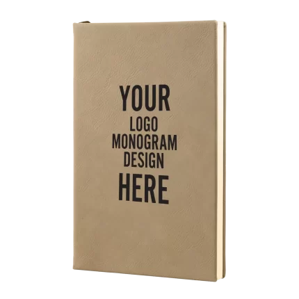 Personalized Leatherette Sketch Book 5.25" x 8.25" (Blank Pages) - Light Brown