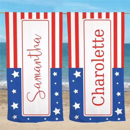 American Flag Inspired Custom Name Beach Towel