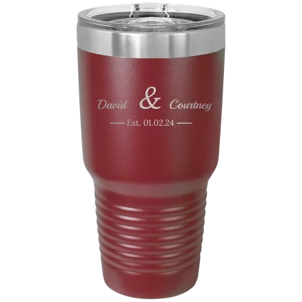 Personalized 2 Lines Name Anniversary 30 oz Tumbler - Maroon