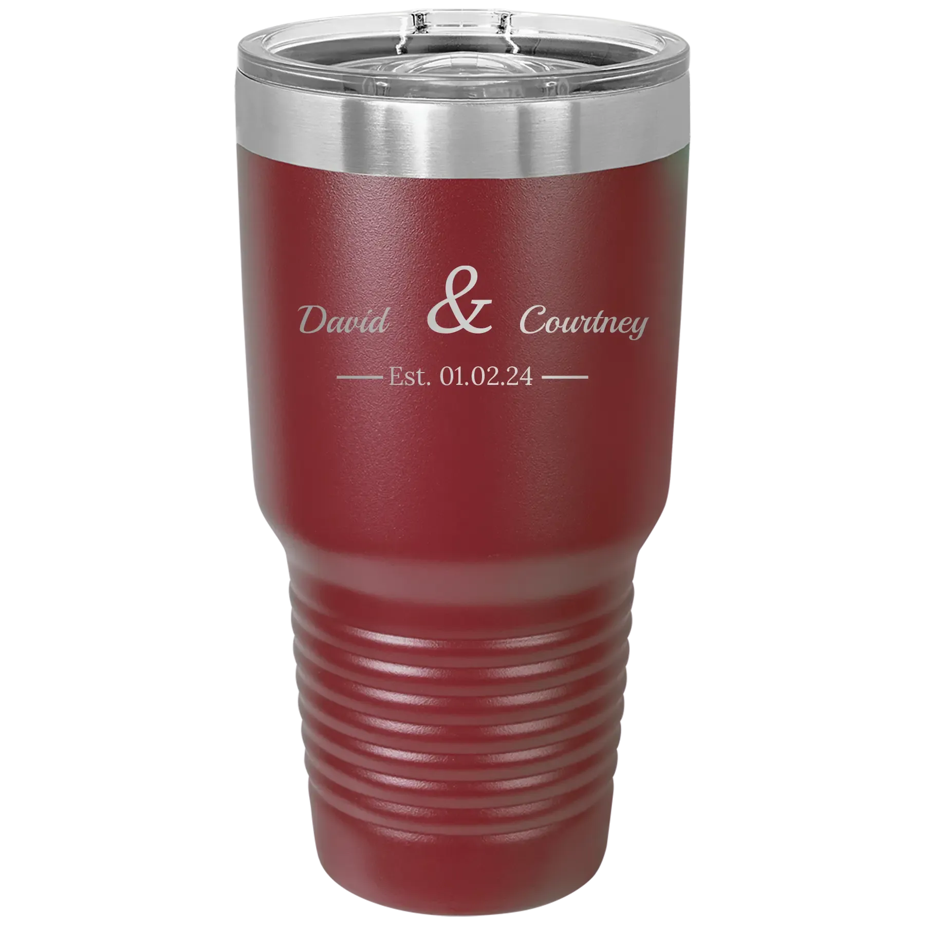 9cPersonalized-2-Lines-Name-Anniversary-30-oz-Tumbler-Maroon