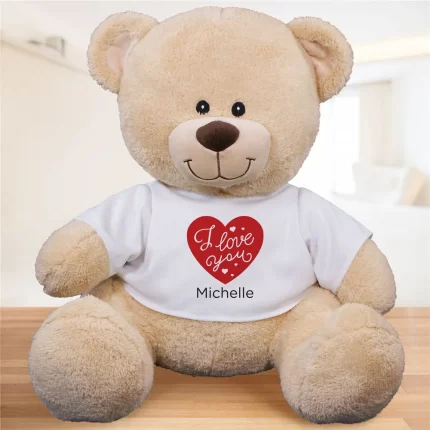 Custom I Love You Teddy Bear - Personalized Shirt with Name or Message