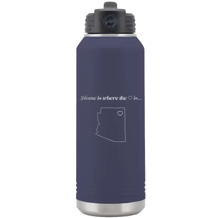 Personalized Arizona Heart 32 oz Water Bottle - Navy
