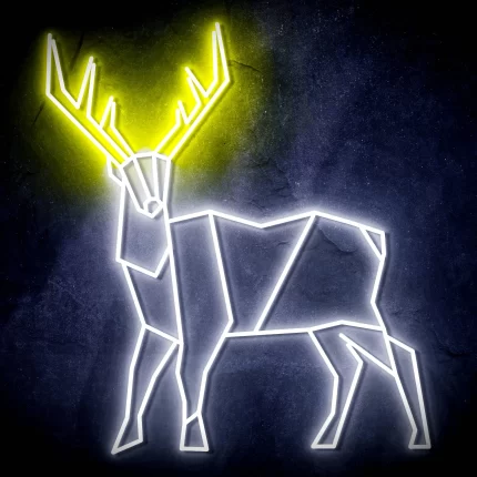 Origami Deer Cabin Hunting Ultra-Bright LED Sign with Remote (Neon-Style, LED Technology)