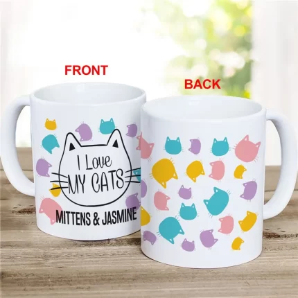 Colorful Cat Heads Mug - Personalized Mug for Cat Lovers