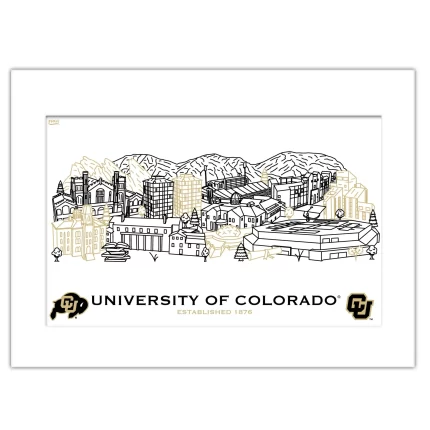 Colorado Buffaloes Matted Campus Line Wall Art 11" x 14"