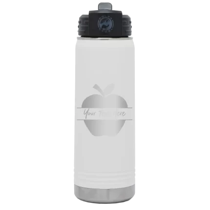 Personalized Apple 20 oz Water Bottle - White