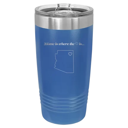 Personalized Arizona Heart 20 oz Tumbler - Royal Blue