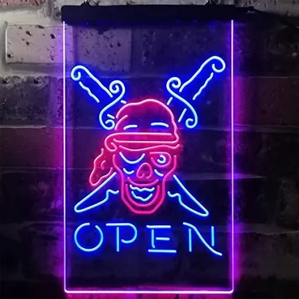 Beach Shop Pirate Open LED Light Sign