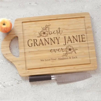 Engraved Best Ever With Flowers Cutting Board - Custom Gift for Her