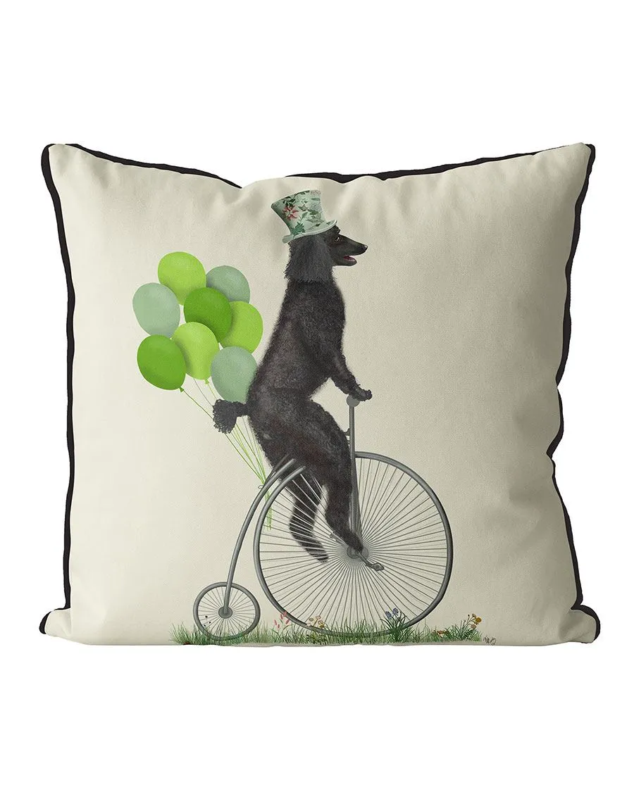 9iPoodle-Black-on-Penny-Farthing-Cushion-Throw-Pillow