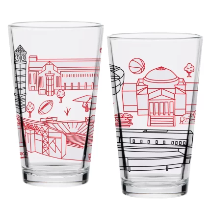 Set of 2 Louisville Cardinals Campus Line Art 16oz Pints