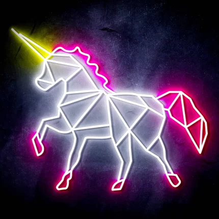 Origami Unicorn Ultra-Bright LED Sign with Remote (Neon-Style, LED Technology)