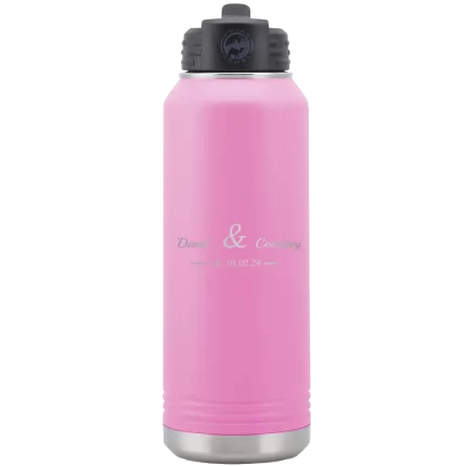 Personalized 2 Lines Name Anniversary 32 oz Water Bottle - Light Purple