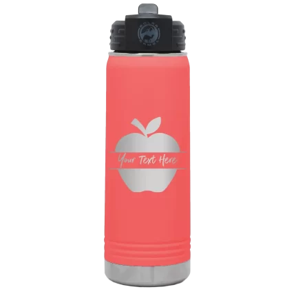 Personalized Apple 20 oz Water Bottle - Coral