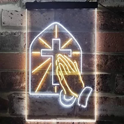 Christianity Cross Hands Praying LED Light Sign
