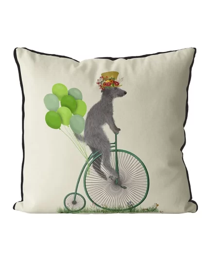 Deerhound on Penny Farthing, Cushion / Throw Pillow