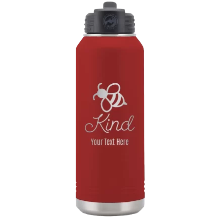 Personalized Bee Kind 32 oz Water Bottle - Maroon