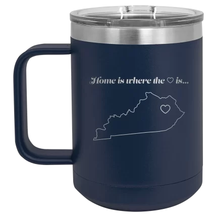 Personalized Kentucky Heart 15 oz Mug - Navy