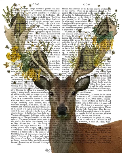 Deer and Beehives, Book Print, Art Print, Wall Art