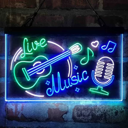 Live Music Guitar Room Deluxe App-Enabled 3-Color LED Light Sign