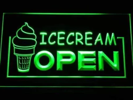 Open Ice Cream Shop LED Light Sign