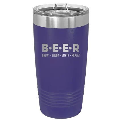 Personalized Brew Enjoy Empty Repeat 20 oz Tumbler - Purple