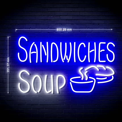 Cafe Sandwiches Soup Ultra-Bright LED Sign with Remote (Neon-Style, LED Technology)