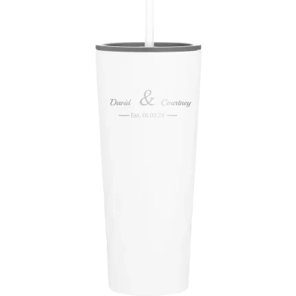 Personalized 2 Lines Name Anniversary 20.9 oz Tumbler - White