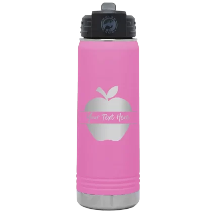 Personalized Apple 20 oz Water Bottle - Light Purple