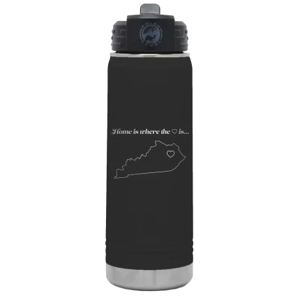 Personalized Kentucky Heart 20 oz Water Bottle - Black