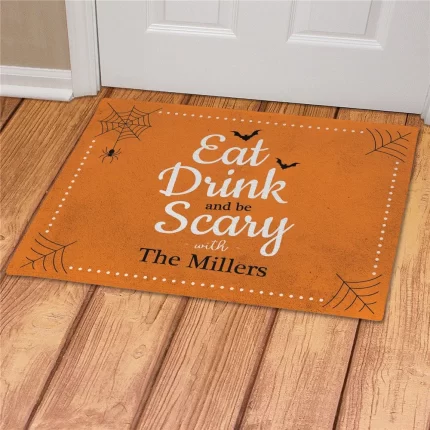 Eat Drink and Be Scary Personalized Doormat - Custom Halloween Entry Mat