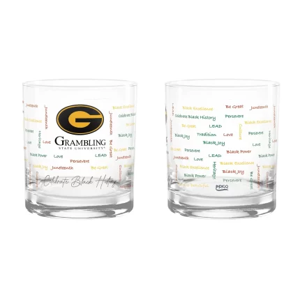Set of 2 Grambling State Tigers 14oz BHM Rocks Glasses