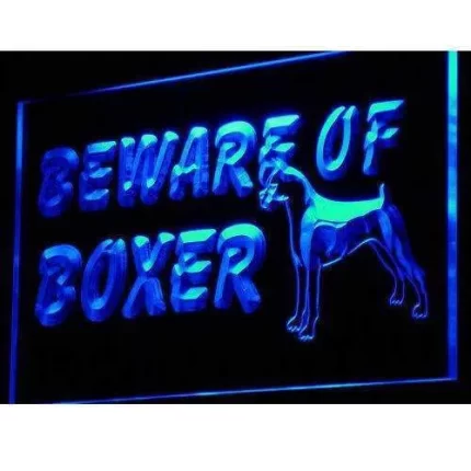 Beware of Boxer Dog LED Light Sign