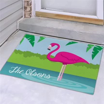 Flamingo Personalized Doormat - Custom Tropical Entry Mat
