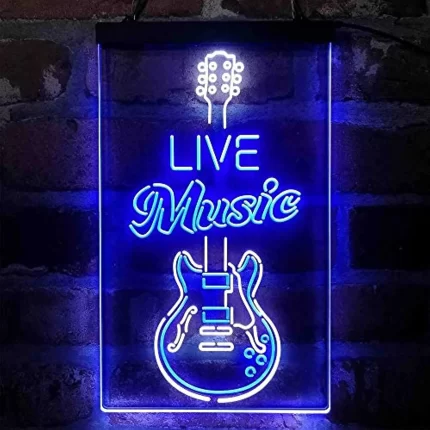 Live Music Electronic Guitar Lounge LED Light Sign